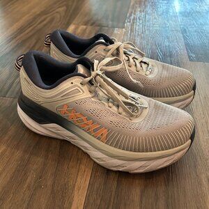 Hoka Bondi 7 Women Size 8.5D (WIDE) Lunar Rock/Black Iris